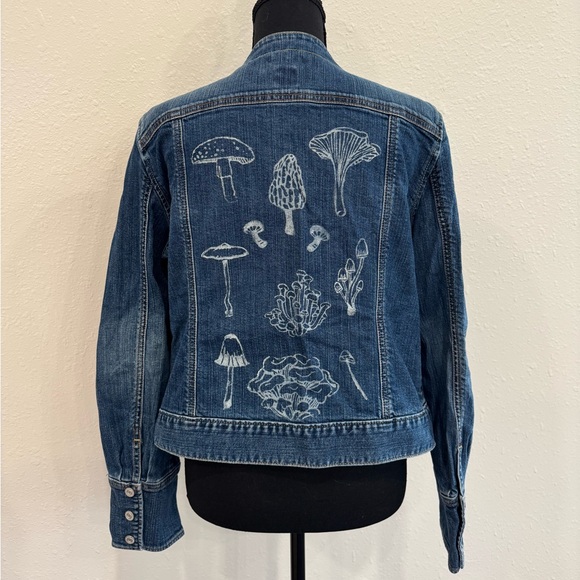 Custom Botanical Art | Upcycled GAP Jean Jacket | Forestcore Statement Piece - Picture 6 of 12